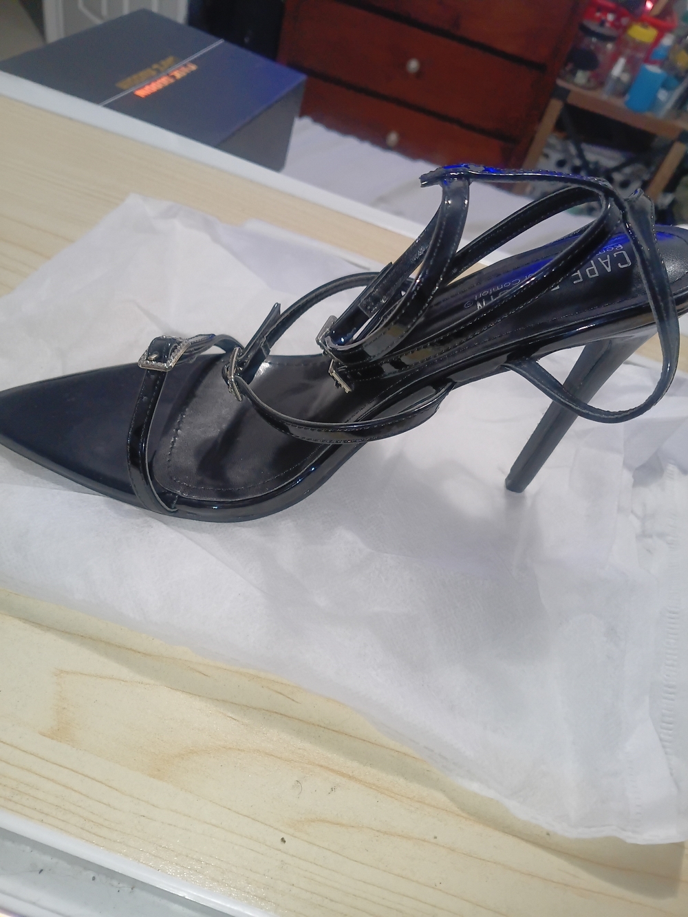 Cape Robbin Black Patent Strappy Stiletto Heel